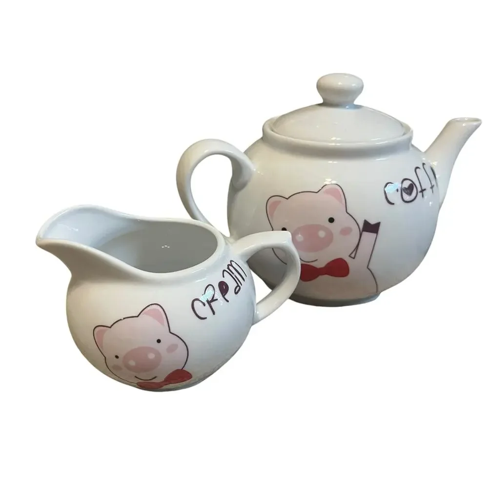 Haus Pig 3 Piece Teapot Set Creamer Sugar